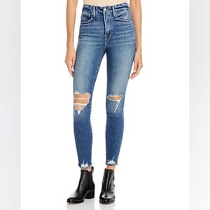 EUC Good American Jeans Good Waist Ripped Jeans in BLUE797